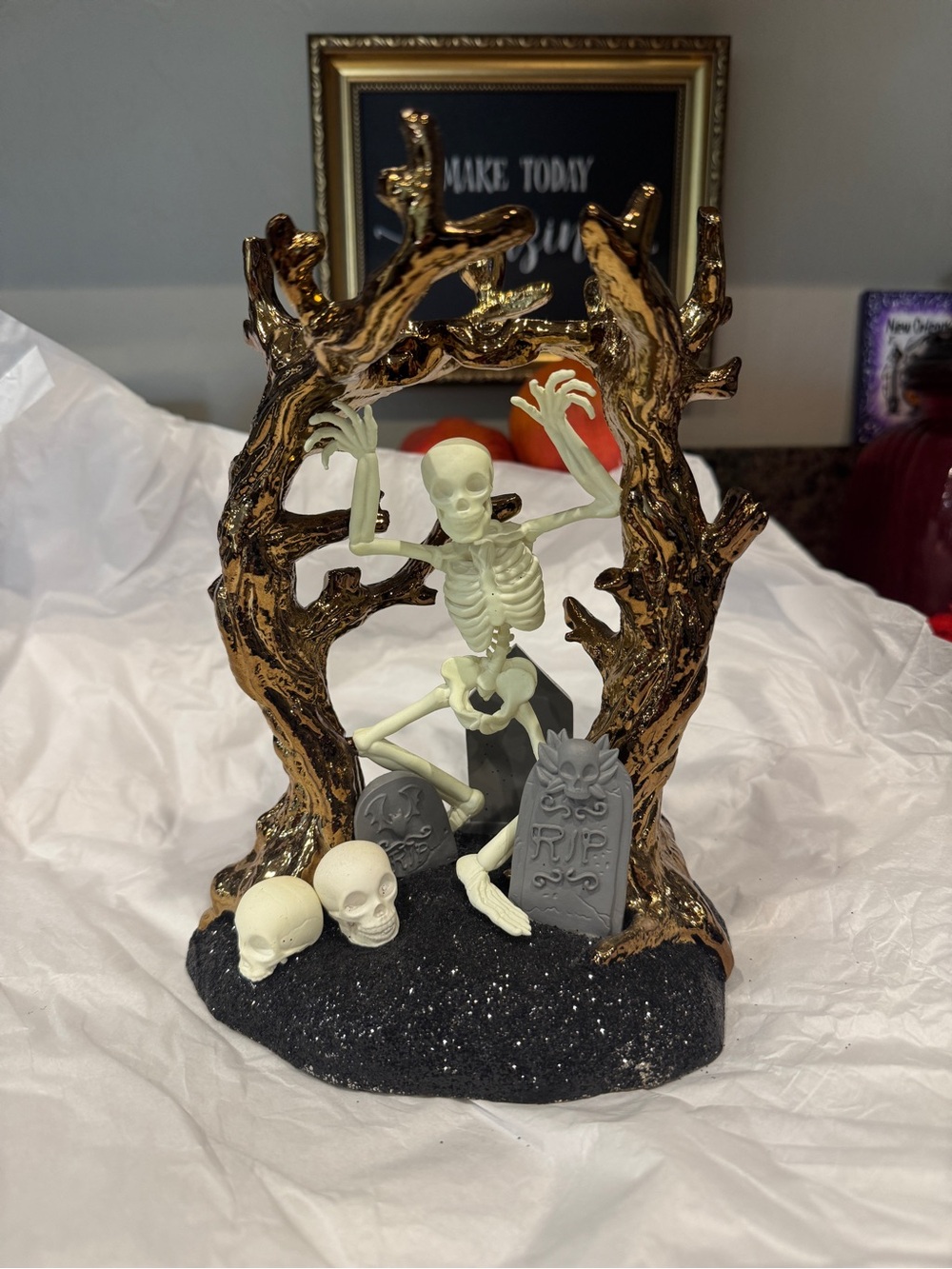 Bath & Body Works Halloween Skeleton Tombstone Candle Holder